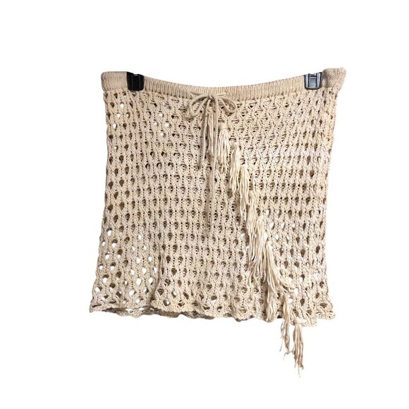 Bohemian Western Tan Crochet  Swimsuit Skirt Cover Up Sz 18W - Picture 1 of 11